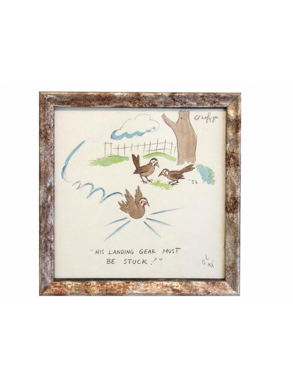 Edward Nofziger Original Watercolor Cartoon  From “Animal Antics” Signed